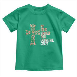 Religious Endometrial Cancer Awareness Toddler T Shirt My God Is Stronger Than Cancer