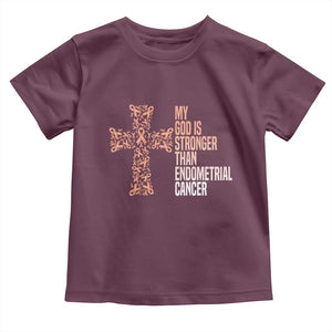 Religious Endometrial Cancer Awareness Toddler T Shirt My God Is Stronger Than Cancer
