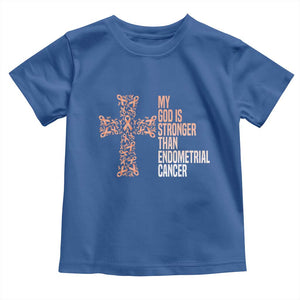 Religious Endometrial Cancer Awareness Toddler T Shirt My God Is Stronger Than Cancer