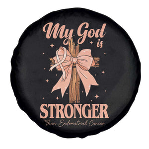 Endometrial Cancer Faith Peach Ribbon Spare Tire Cover My God Is Stronger Than Endometrial Cancer