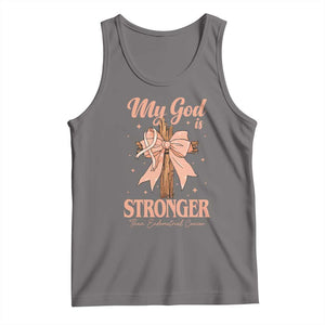 Endometrial Cancer Faith Peach Ribbon Tank Top My God Is Stronger Than Endometrial Cancer