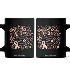 Floral Butterfly Endometrial Cancer Awareness Coffee Mug Believe Strength Faith