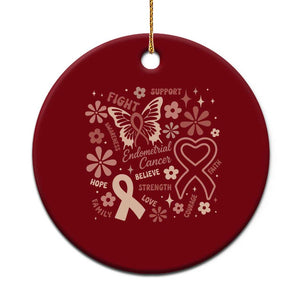 Floral Butterfly Endometrial Cancer Awareness Ceramic Ornament Believe Strength Faith