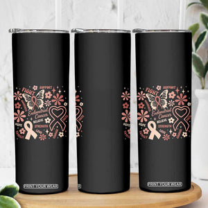 Floral Butterfly Endometrial Cancer Awareness Skinny Tumbler Believe Strength Faith
