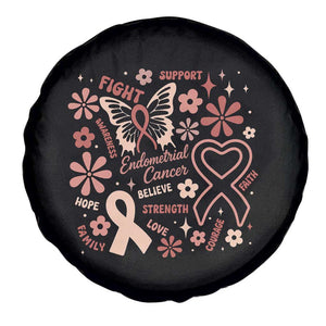 Floral Butterfly Endometrial Cancer Awareness Spare Tire Cover Believe Strength Faith