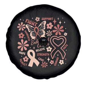 Floral Butterfly Endometrial Cancer Awareness Spare Tire Cover Believe Strength Faith