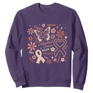 Floral Butterfly Endometrial Cancer Awareness Sweatshirt Believe Strength Faith