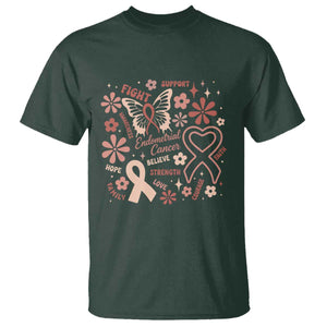 Floral Butterfly Endometrial Cancer Awareness T Shirt Believe Strength Faith