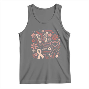 Floral Butterfly Endometrial Cancer Awareness Tank Top Believe Strength Faith