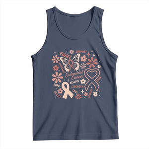 Floral Butterfly Endometrial Cancer Awareness Tank Top Believe Strength Faith