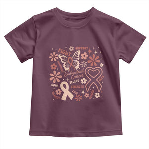 Floral Butterfly Endometrial Cancer Awareness Toddler T Shirt Believe Strength Faith
