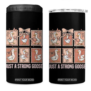 Funny Endometrial Cancer Warrior Goose 4 in 1 Can Cooler Tumbler Just A Strong Goose