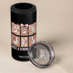 Funny Endometrial Cancer Warrior Goose 4 in 1 Can Cooler Tumbler Just A Strong Goose