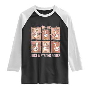 Funny Endometrial Cancer Warrior Goose Raglan Shirt Just A Strong Goose