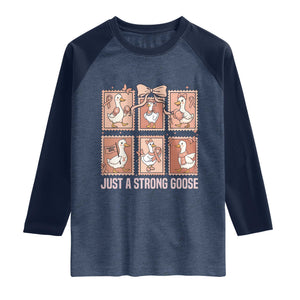 Funny Endometrial Cancer Warrior Goose Raglan Shirt Just A Strong Goose