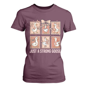 Funny Endometrial Cancer Warrior Goose T Shirt For Women Just A Strong Goose