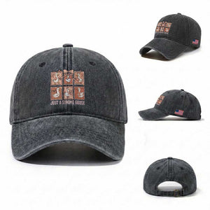 Funny Endometrial Cancer Warrior Goose Washed Cotton Baseball Cap Just A Strong Goose