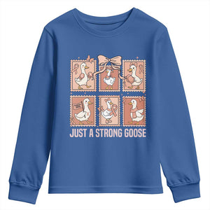 Funny Endometrial Cancer Warrior Goose Youth Sweatshirt Just A Strong Goose