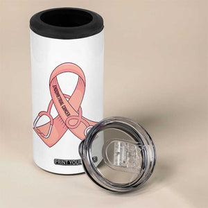 Endometrial Cancer Healthcare Warrior 4 in 1 Can Cooler Tumbler Peach Stethoscope Nurse