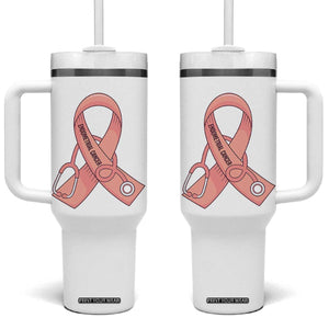 Endometrial Cancer Healthcare Warrior Tumbler With Handle Peach Stethoscope Nurse