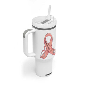 Endometrial Cancer Healthcare Warrior Tumbler With Handle Peach Stethoscope Nurse