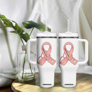 Endometrial Cancer Healthcare Warrior Tumbler With Handle Peach Stethoscope Nurse
