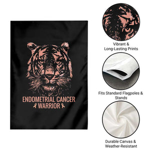 Endometrial Cancer Warrior Tiger Garden Flag Strength Courage Hope