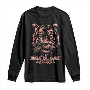 Endometrial Cancer Warrior Tiger Long Sleeve Shirt Strength Courage Hope