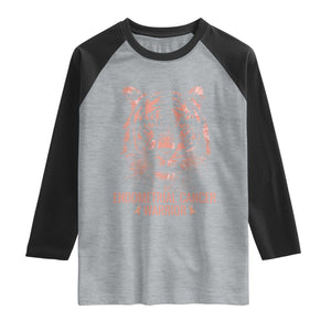 Endometrial Cancer Warrior Tiger Raglan Shirt Strength Courage Hope