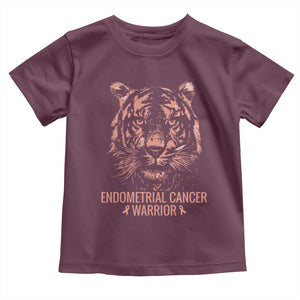 Endometrial Cancer Warrior Tiger Toddler T Shirt Strength Courage Hope