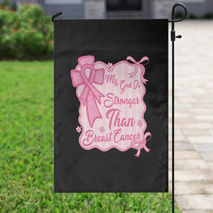 My God Is Stronger Than Breast Cancer Garden Flag Christian Support Gift