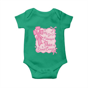 My God Is Stronger Than Breast Cancer Baby Onesie Christian Support Gift