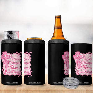 My God Is Stronger Than Breast Cancer 4 in 1 Can Cooler Tumbler Christian Support Gift