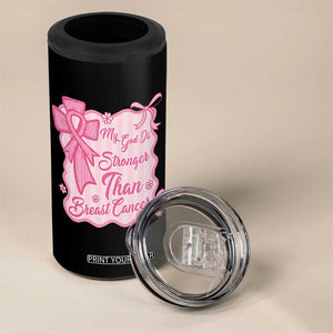 My God Is Stronger Than Breast Cancer 4 in 1 Can Cooler Tumbler Christian Support Gift