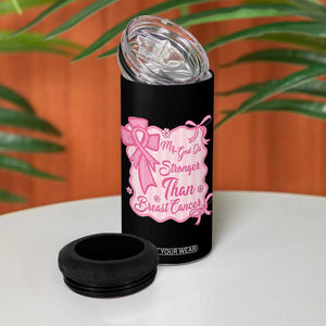 My God Is Stronger Than Breast Cancer 4 in 1 Can Cooler Tumbler Christian Support Gift