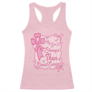 My God Is Stronger Than Breast Cancer Racerback Tank Top Christian Support Gift