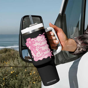 My God Is Stronger Than Breast Cancer Tumbler With Handle Christian Support Gift