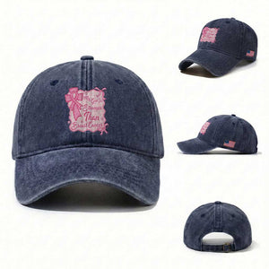 My God Is Stronger Than Breast Cancer Washed Cotton Baseball Cap Christian Support Gift
