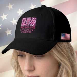 Hope Faith Cure Breast Cancer Awareness Baseball Cap Pink Ribbon Survivor Support Gift