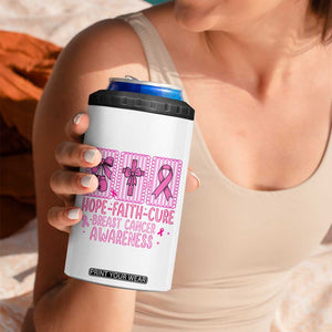 Hope Faith Cure Breast Cancer Awareness 4 in 1 Can Cooler Tumbler Pink Ribbon Survivor Support Gift