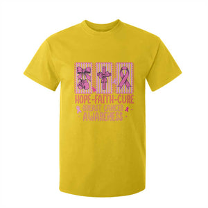 Hope Faith Cure Breast Cancer Awareness T Shirt For Kid Pink Ribbon Survivor Support Gift