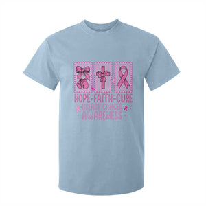Hope Faith Cure Breast Cancer Awareness T Shirt For Kid Pink Ribbon Survivor Support Gift