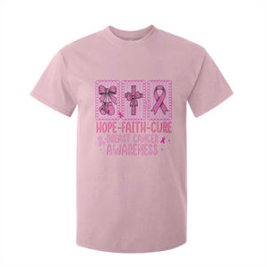 Hope Faith Cure Breast Cancer Awareness T Shirt For Kid Pink Ribbon Survivor Support Gift