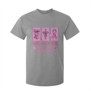 Hope Faith Cure Breast Cancer Awareness T Shirt For Kid Pink Ribbon Survivor Support Gift