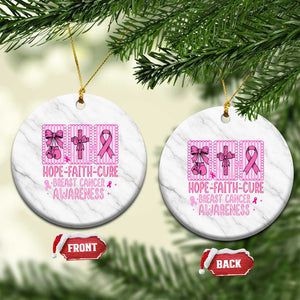 Hope Faith Cure Breast Cancer Awareness Ceramic Ornament Pink Ribbon Survivor Support Gift