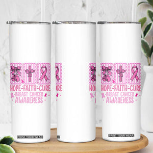 Hope Faith Cure Breast Cancer Awareness Skinny Tumbler Pink Ribbon Survivor Support Gift