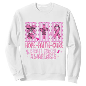Hope Faith Cure Breast Cancer Awareness Sweatshirt Pink Ribbon Survivor Support Gift