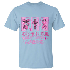 Hope Faith Cure Breast Cancer Awareness T Shirt Pink Ribbon Survivor Support Gift