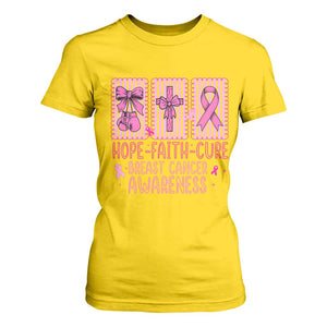 Hope Faith Cure Breast Cancer Awareness T Shirt For Women Pink Ribbon Survivor Support Gift
