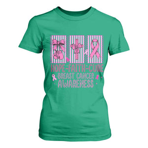 Hope Faith Cure Breast Cancer Awareness T Shirt For Women Pink Ribbon Survivor Support Gift